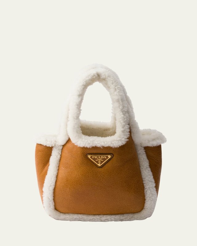 Montone Shearling Top-Handle Bag